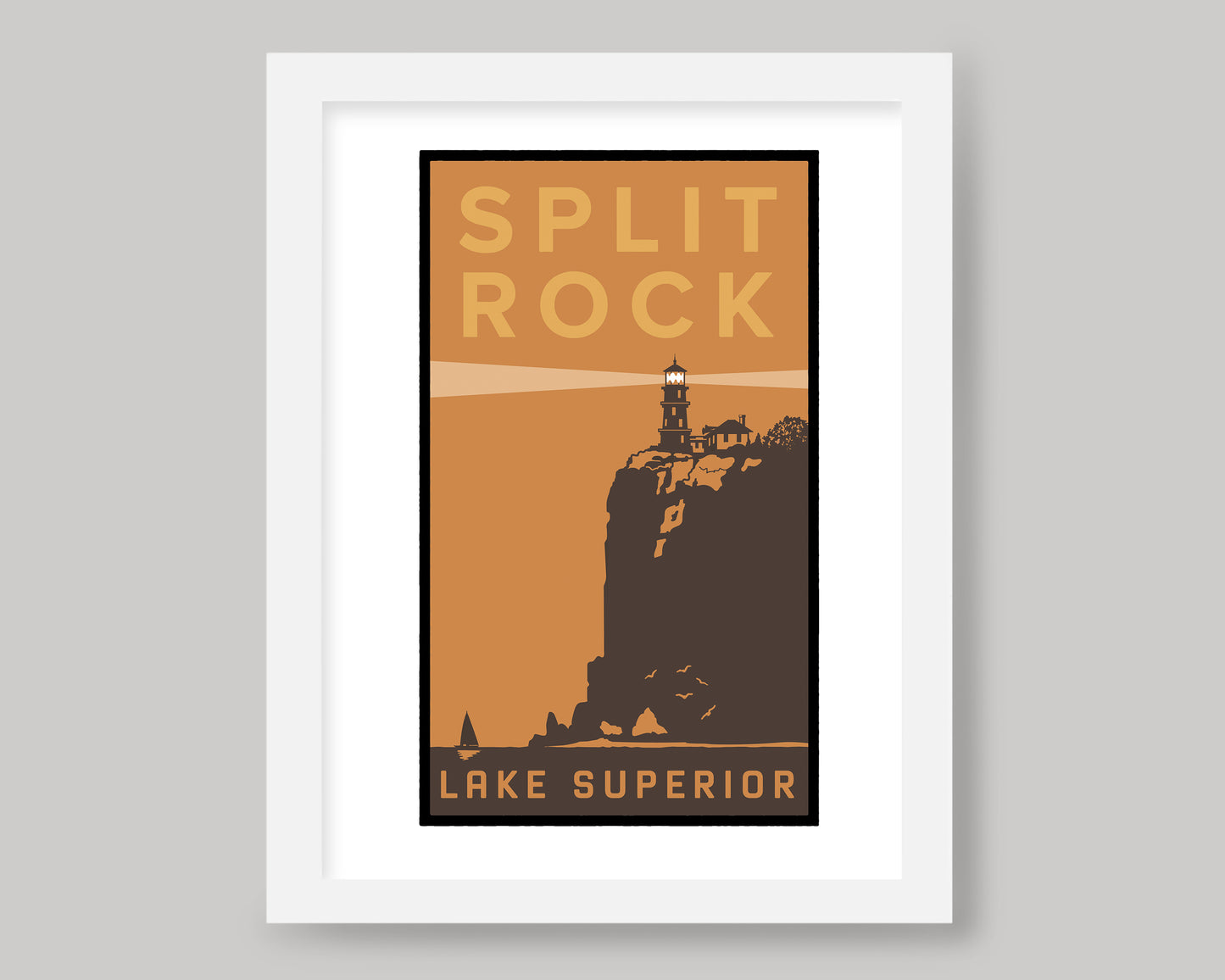 SPLIT ROCK LIGHTHOUSE CLIFFSIDE TWO TONE || MINNESOTA LANDMARK ART PRINT