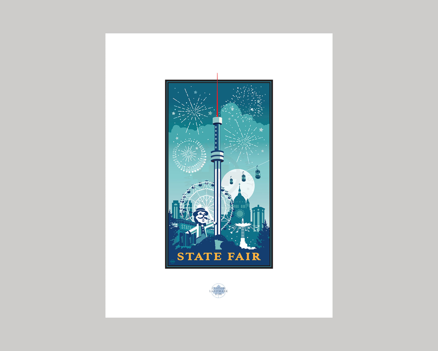 MINNESOTA STATE FAIR FIREWORKS || MINNESOTA LANDMARK ART PRINT