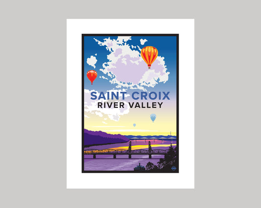 ST. CROIX RIVER VALLEY HOT AIR BALLOONS WS || MINNESOTA LANDMARK ART PRINT