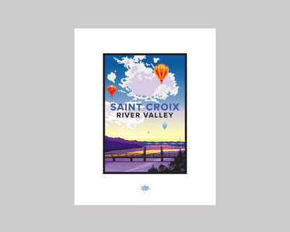 ST. CROIX RIVER VALLEY HOT AIR BALLOONS WS || MINNESOTA LANDMARK ART PRINT