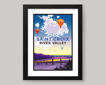 ST. CROIX RIVER VALLEY HOT AIR BALLOONS WS || MINNESOTA LANDMARK ART PRINT