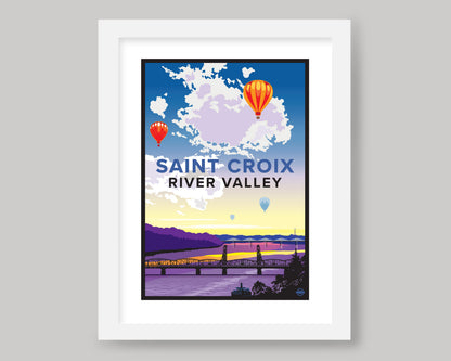 ST. CROIX RIVER VALLEY HOT AIR BALLOONS WS || MINNESOTA LANDMARK ART PRINT