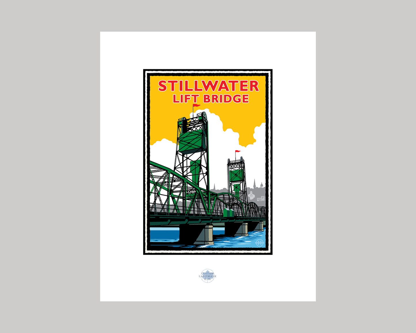 STILLWATER GREEN BRIDGE SUNNY DAY || MINNESOTA LANDMARK ART PRINT