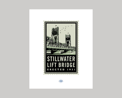 STILLWATER LIFT BRIDGE GREEN STAMP || MINNESOTA LANDMARK ART PRINT