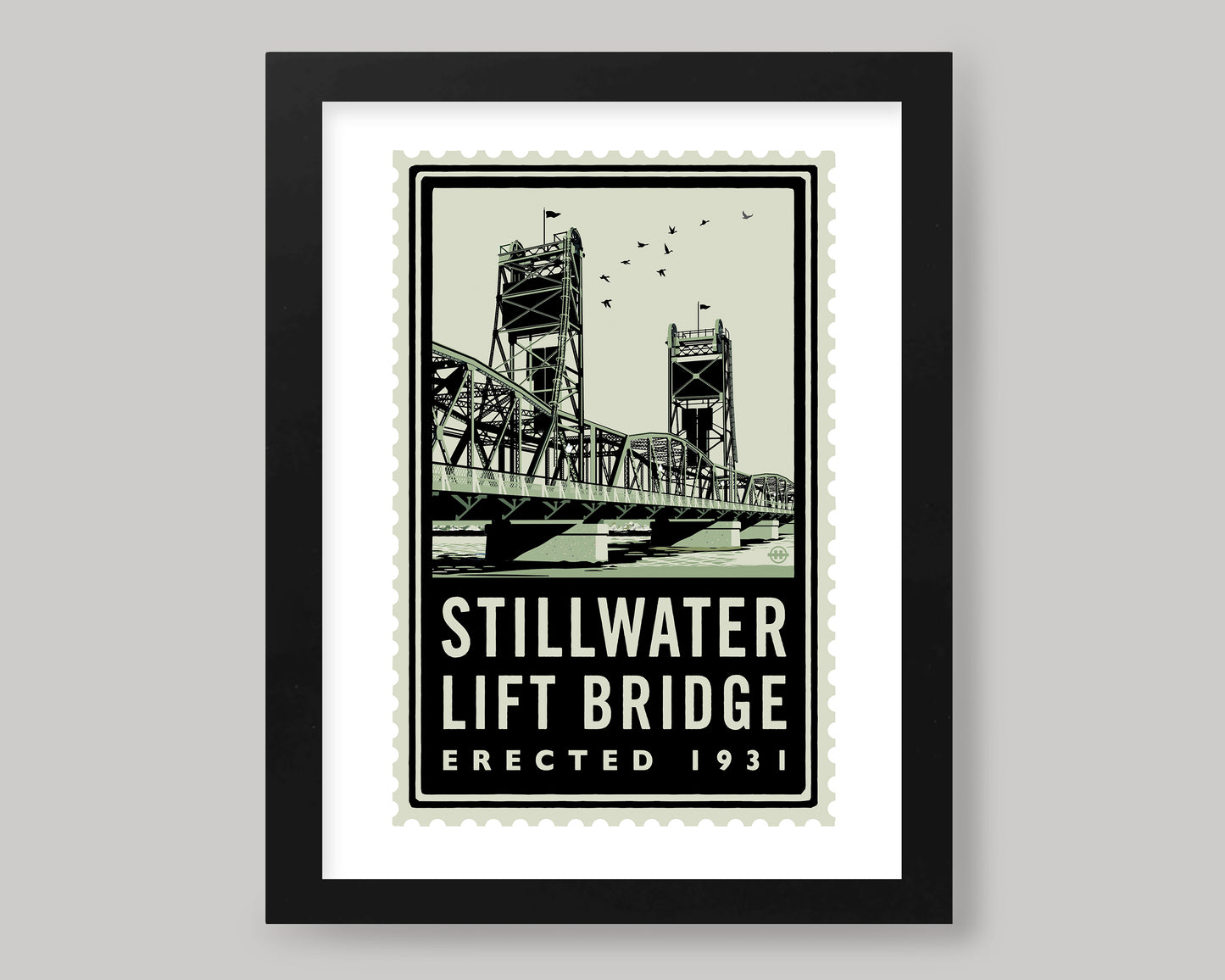 STILLWATER LIFT BRIDGE GREEN STAMP || MINNESOTA LANDMARK ART PRINT