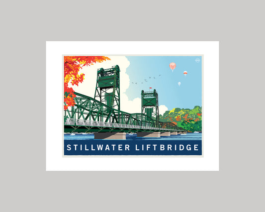 STILLWATER LANDSCAPE AUTUMN AT THE GREEN BRIDGE|| MINNESOTA LANDMARK ART PRINT