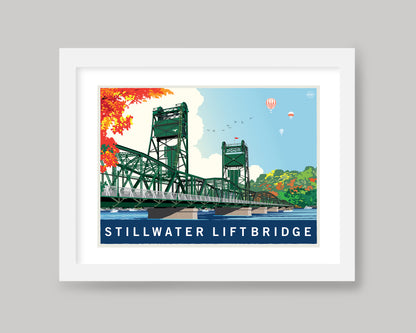 STILLWATER LANDSCAPE AUTUMN AT THE GREEN BRIDGE|| MINNESOTA LANDMARK ART PRINT