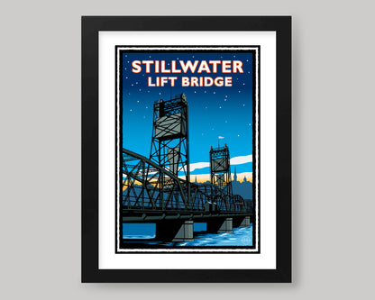 STILLWATER LIFT BRIDGE TWILIGHT || MINNESOTA LANDMARK ART PRINT