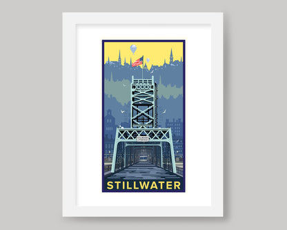 STILLWATER VILLAGE BRIDGE VIEW || MINNESOTA LANDMARK ART PRINT