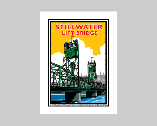 STILLWATER GREEN BRIDGE SUNNY DAY || MINNESOTA LANDMARK ART PRINT