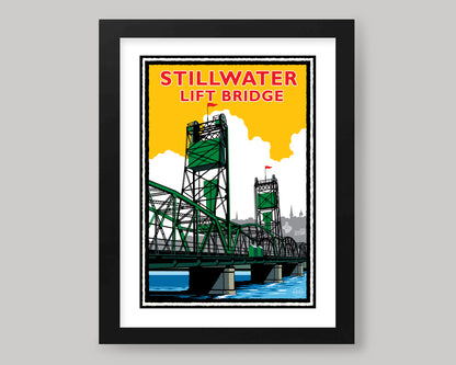 STILLWATER GREEN BRIDGE SUNNY DAY || MINNESOTA LANDMARK ART PRINT