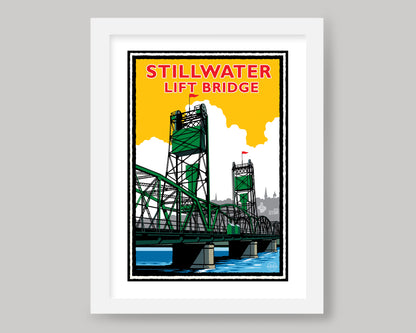 STILLWATER GREEN BRIDGE SUNNY DAY || MINNESOTA LANDMARK ART PRINT