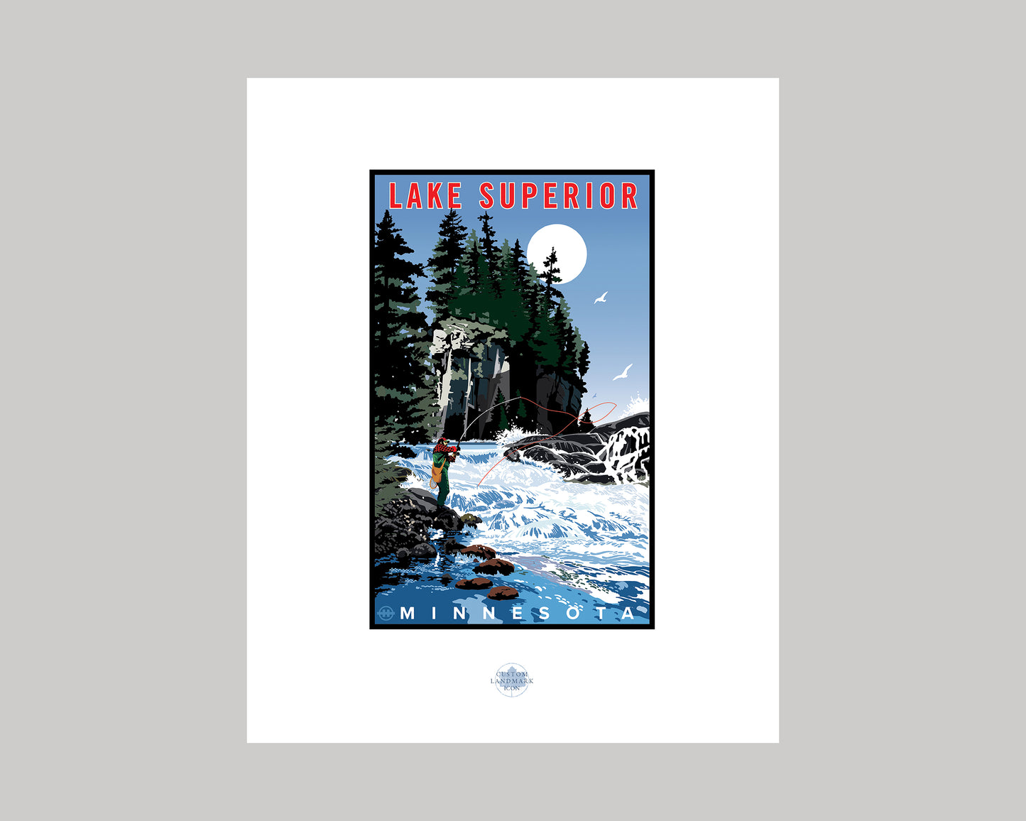 LAKE SUPERIOR FLY FISHING || MINNESOTA LANDMARK ART PRINT