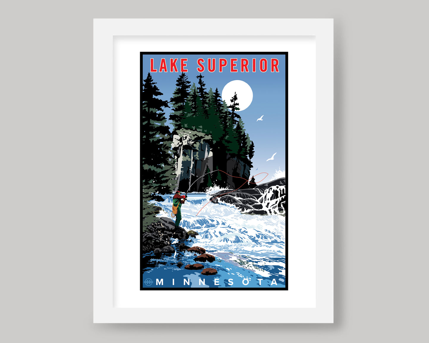 LAKE SUPERIOR FLY FISHING || MINNESOTA LANDMARK ART PRINT