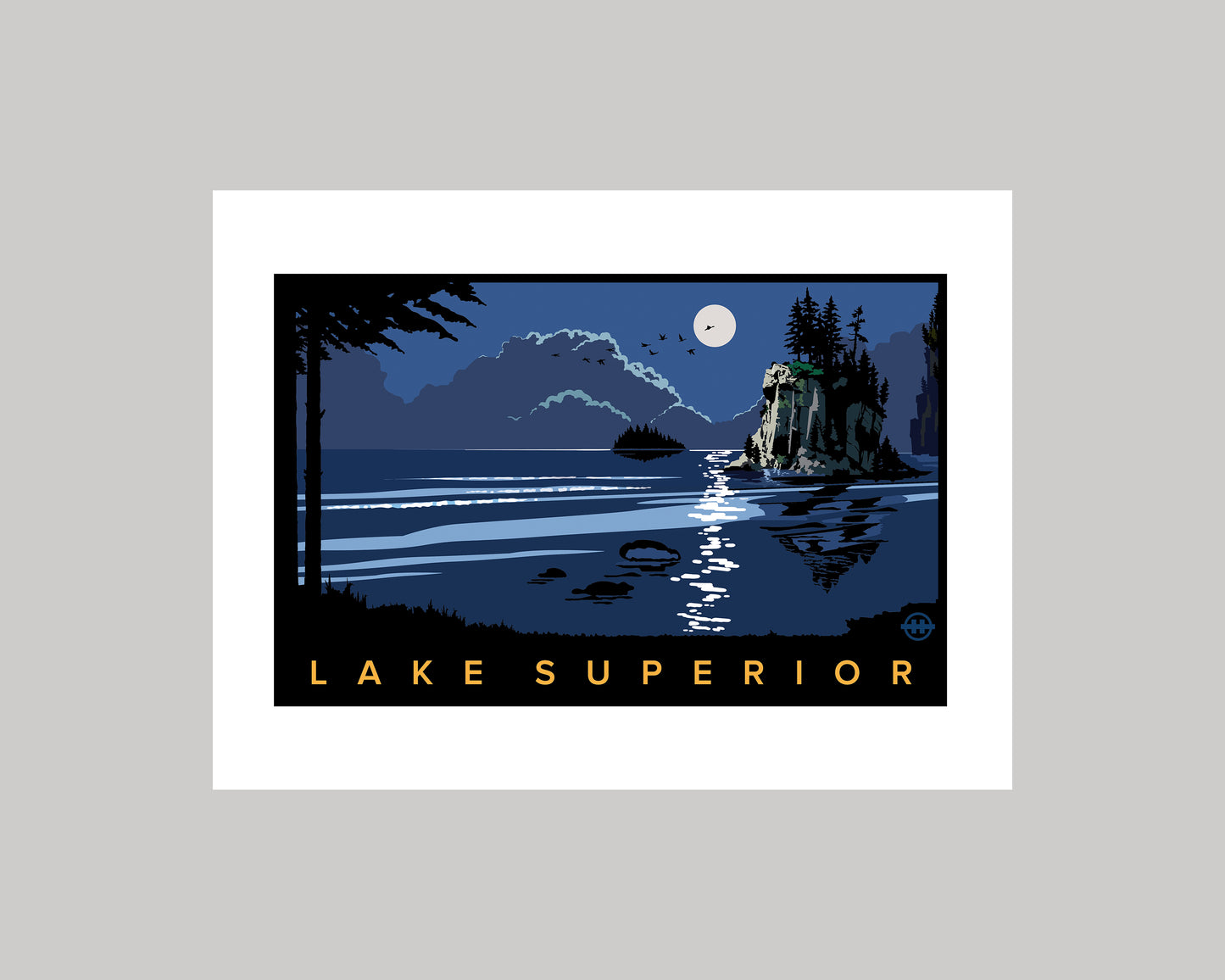 LAKE SUPERIOR LANDSCAPE NIGHT || MINNESOTA LANDMARK ART PRINT