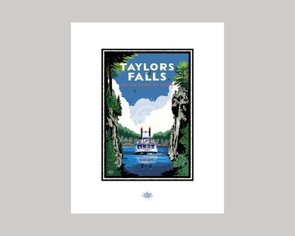 TAYLORS FALLS STEAMBOAT || MINNESOTA LANDMARK ART PRINT