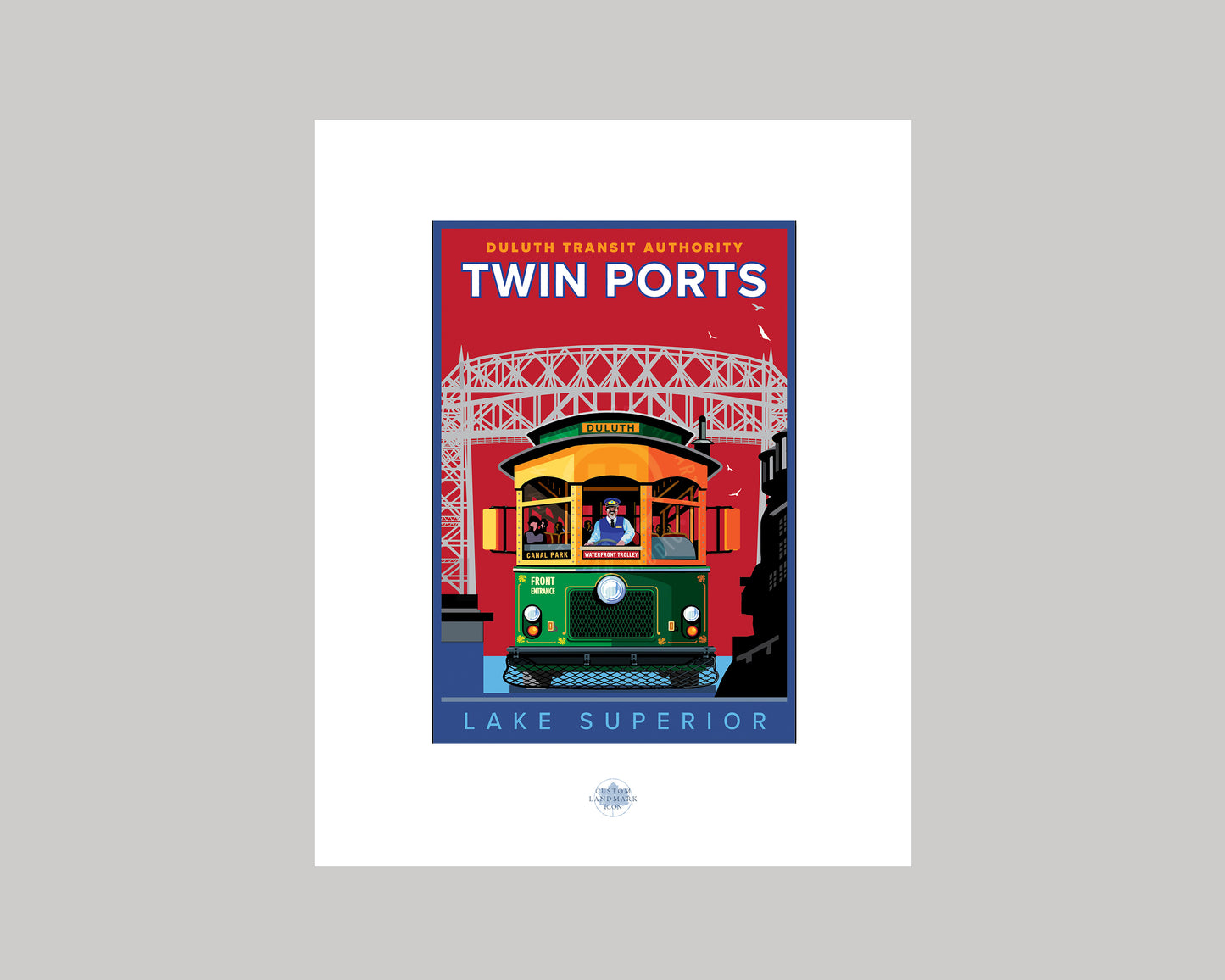 TWIN PORTS LAKE SUPERIOR TROLLEY || MINNESOTA LANDMARK ART PRINT