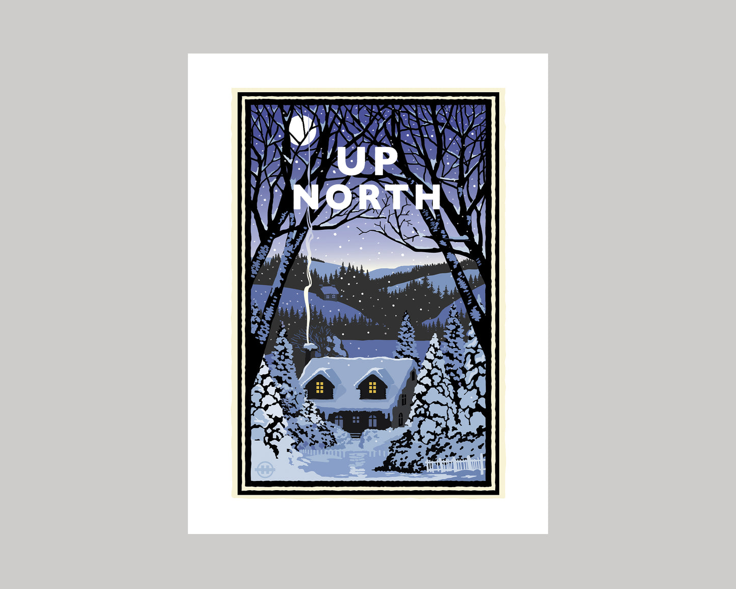 UP NORTH WINTER CABIN || MINNESOTA LANDMARK ART PRINT