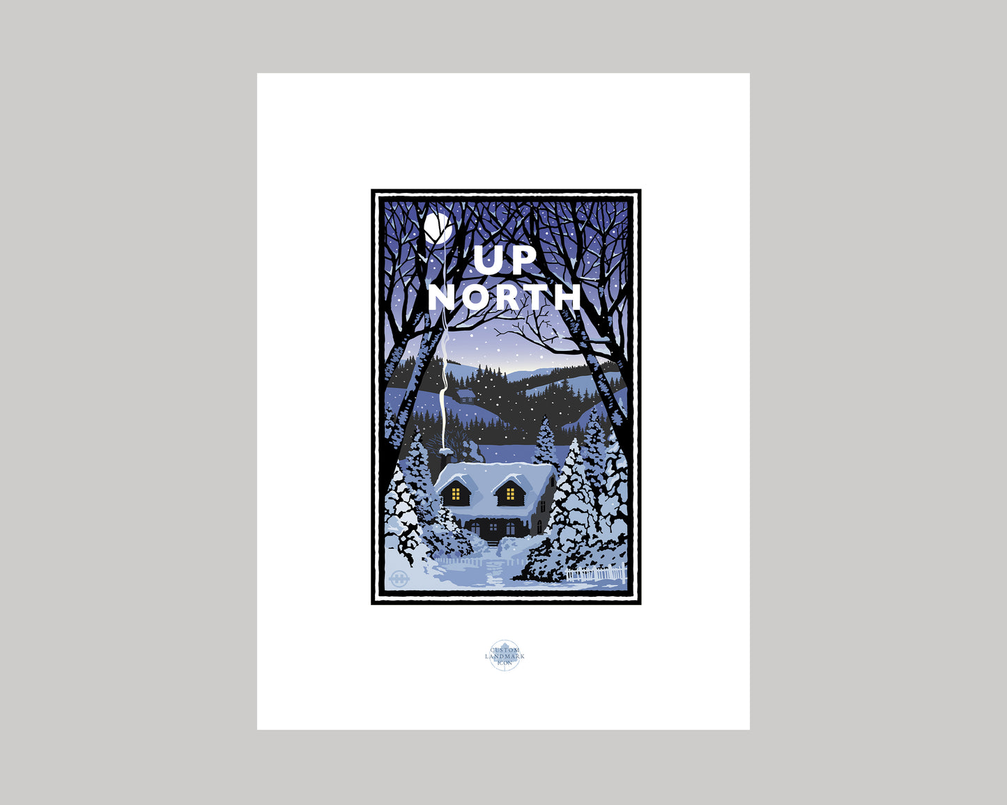 UP NORTH WINTER CABIN || MINNESOTA LANDMARK ART PRINT