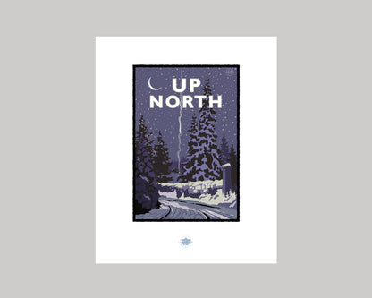 UP NORTH WINTER SERIES- NIGHT DRIVE || MINNESOTA LANDMARK ART PRINT