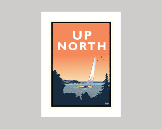 UP NORTH SUMMER SERIES- SUNSET SAIL || LANDMARK ART PRINT