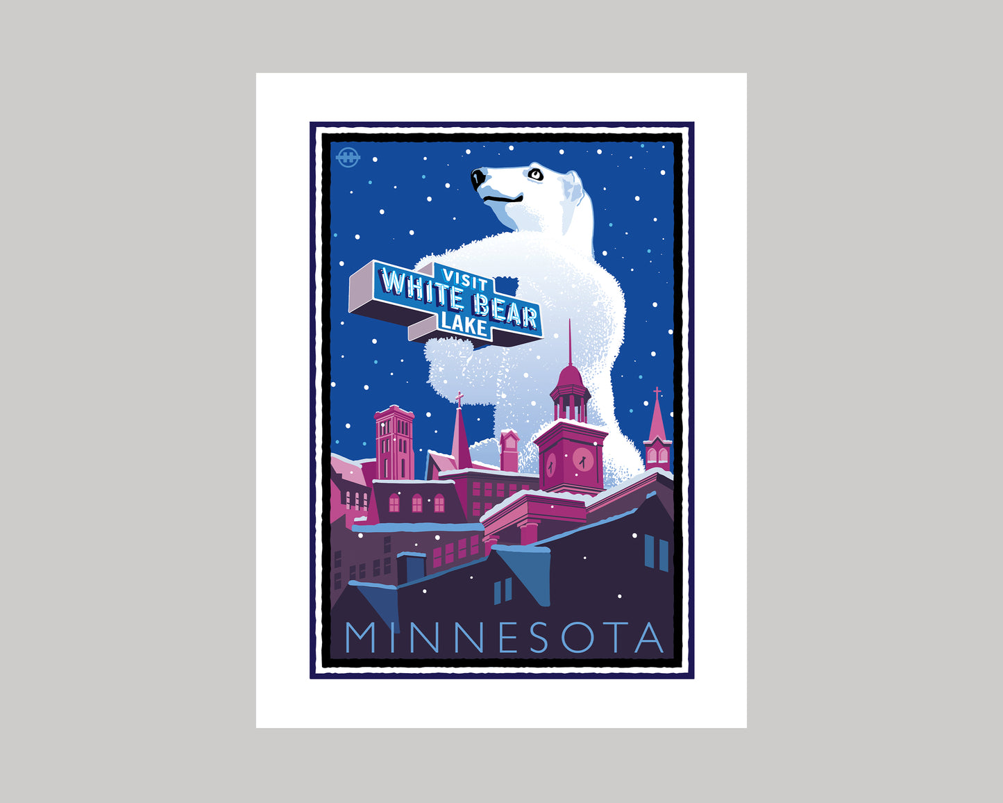 WHITE BEAR LAKE POLAR BEAR || MINNESOTA LANDMARK ART PRINT