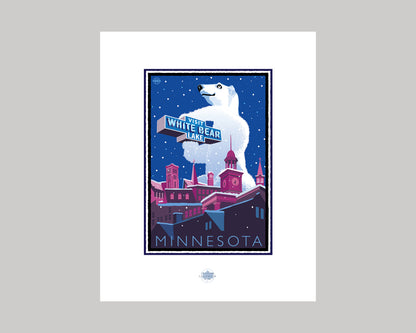 WHITE BEAR LAKE POLAR BEAR || MINNESOTA LANDMARK ART PRINT