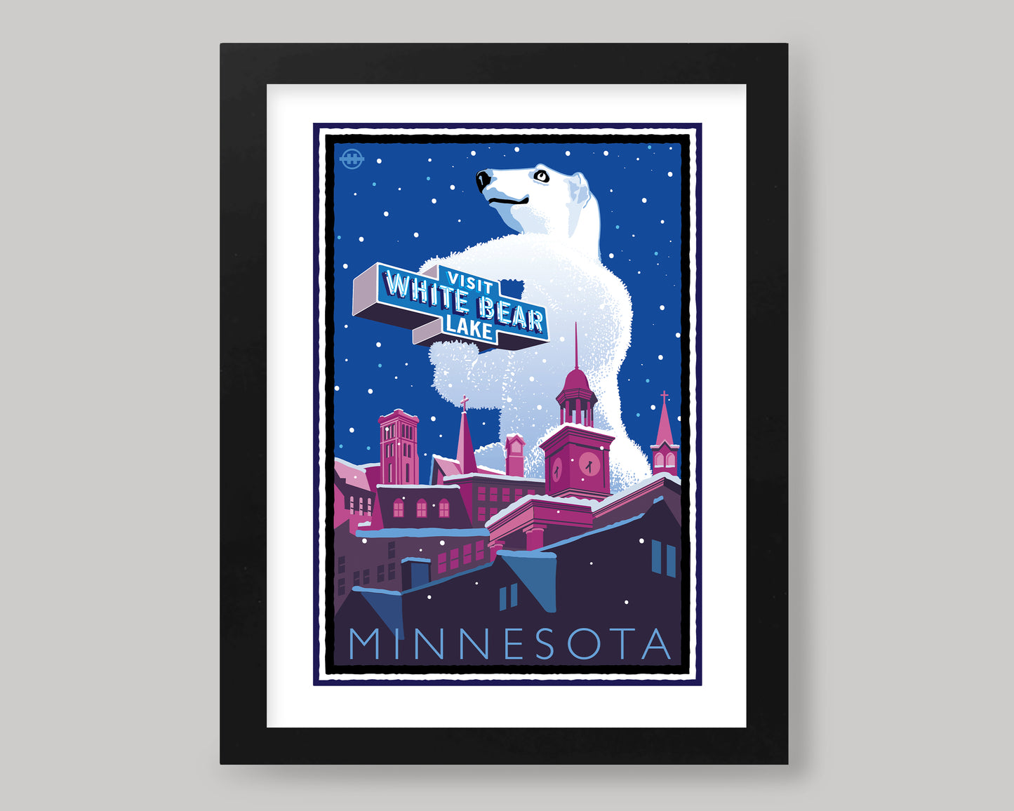 WHITE BEAR LAKE POLAR BEAR || MINNESOTA LANDMARK ART PRINT