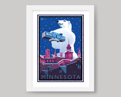 WHITE BEAR LAKE POLAR BEAR || MINNESOTA LANDMARK ART PRINT