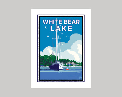 WHITE BEAR LAKE SAILBOAT || MINNESOTA LANDMARK ART PRINT