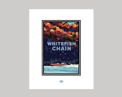 WHITEFISH CHAIN AUTUMN BOAT RIDE || MINNESOTA LANDMARK ART PRINT