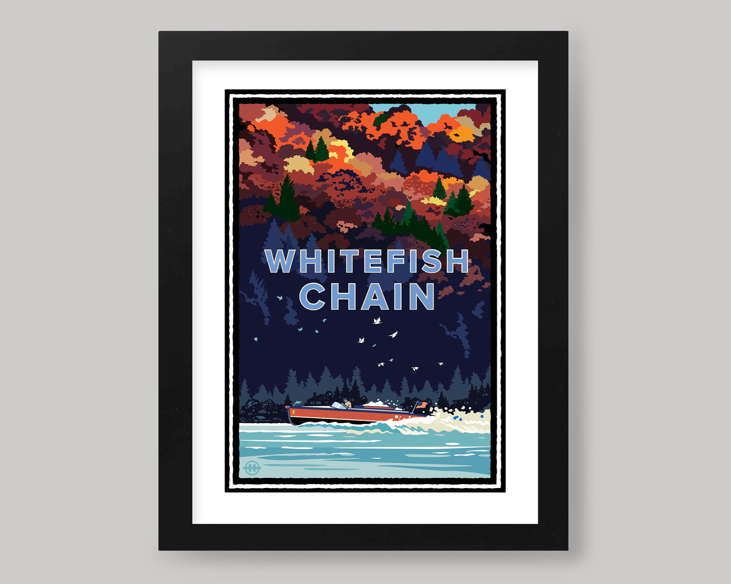 WHITEFISH CHAIN AUTUMN BOAT RIDE || MINNESOTA LANDMARK ART PRINT