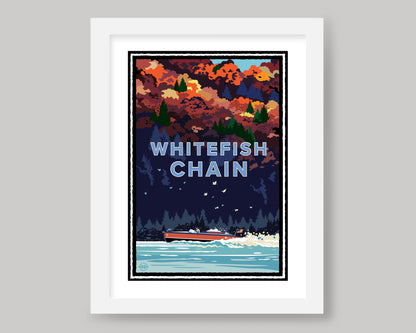 WHITEFISH CHAIN AUTUMN BOAT RIDE || MINNESOTA LANDMARK ART PRINT