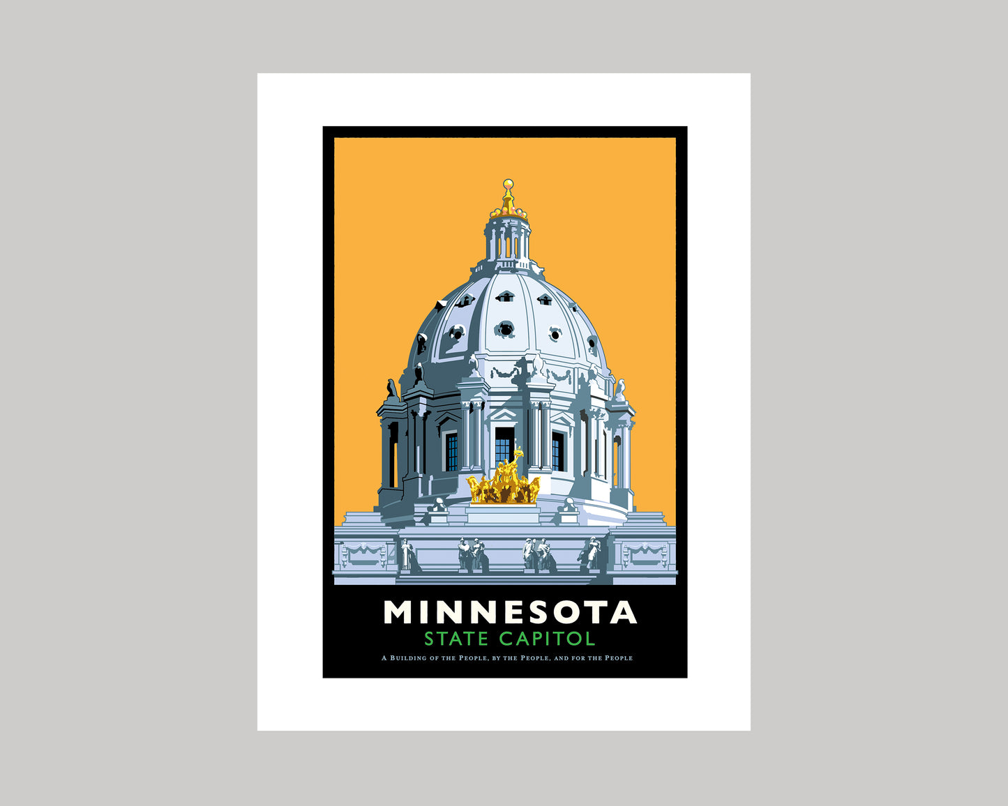 MINNESOTA STATE CAPITOL-YELLOW || MINNESOTA LANDMARK ART PRINT