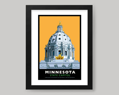 MINNESOTA STATE CAPITOL-YELLOW || MINNESOTA LANDMARK ART PRINT