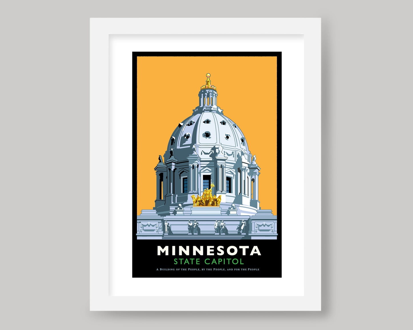 MINNESOTA STATE CAPITOL-YELLOW || MINNESOTA LANDMARK ART PRINT