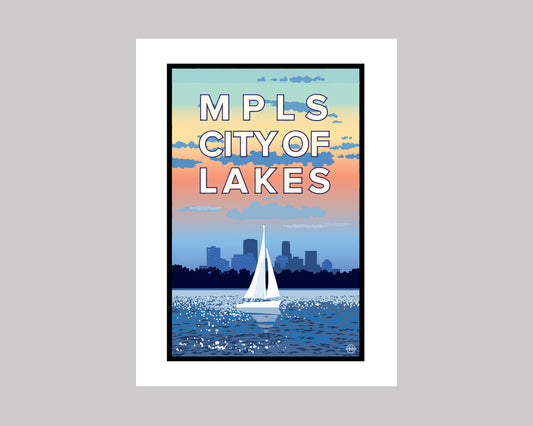 MINNEAPOLIS CITY OF LAKES SAIL || MINNESOTA LANDMARK ART PRINT