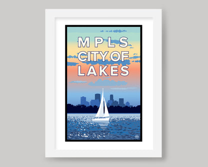 MINNEAPOLIS CITY OF LAKES SAIL || MINNESOTA LANDMARK ART PRINT