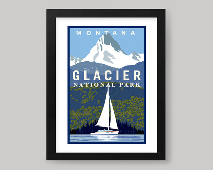 GLACIER NATIONAL PARK SAILING || MONTANA LANDMARK ART PRINT