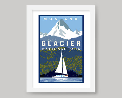 GLACIER NATIONAL PARK SAILING || MONTANA LANDMARK ART PRINT