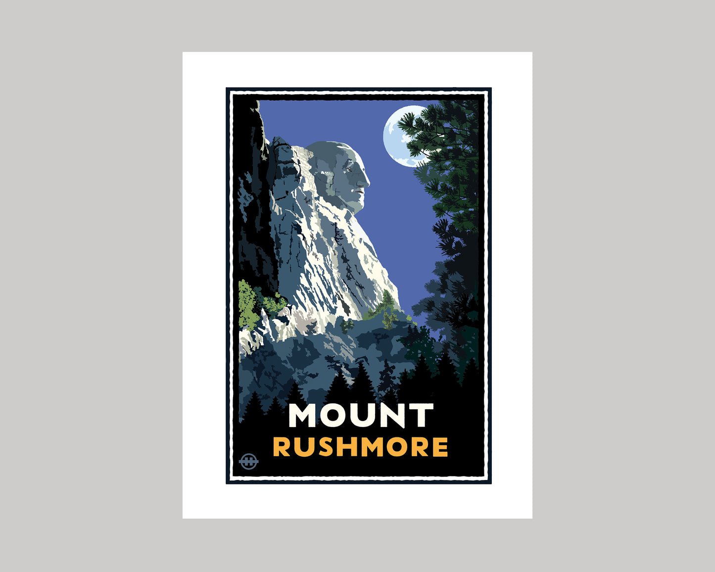 MOUNT RUSHMORE WASHINGTON AT NIGHT || SOUTH DAKOTA LANDMARK ART PRINT