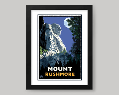 MOUNT RUSHMORE WASHINGTON AT NIGHT || SOUTH DAKOTA LANDMARK ART PRINT