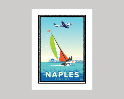 SAILING ON THE GULF OF NAPLES || FLORIDA LANDMARK ART PRINT