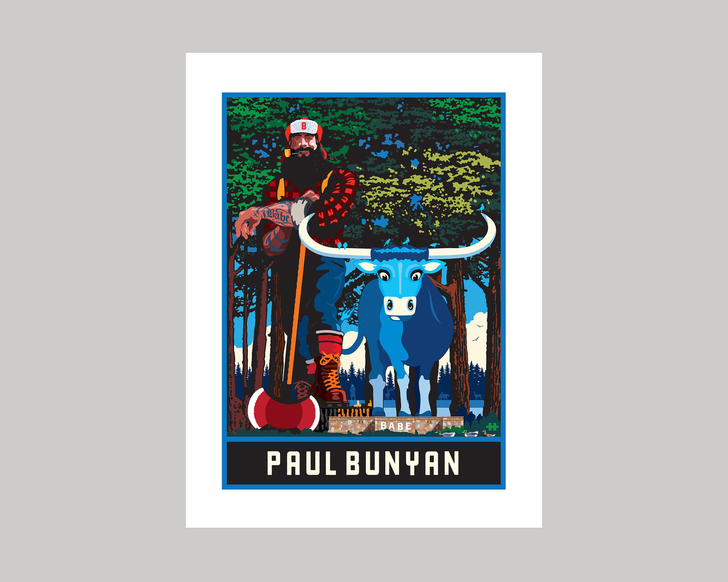 PAUL BUNYAN AND BABE || MINNESOTA LANDMARK ART PRINT