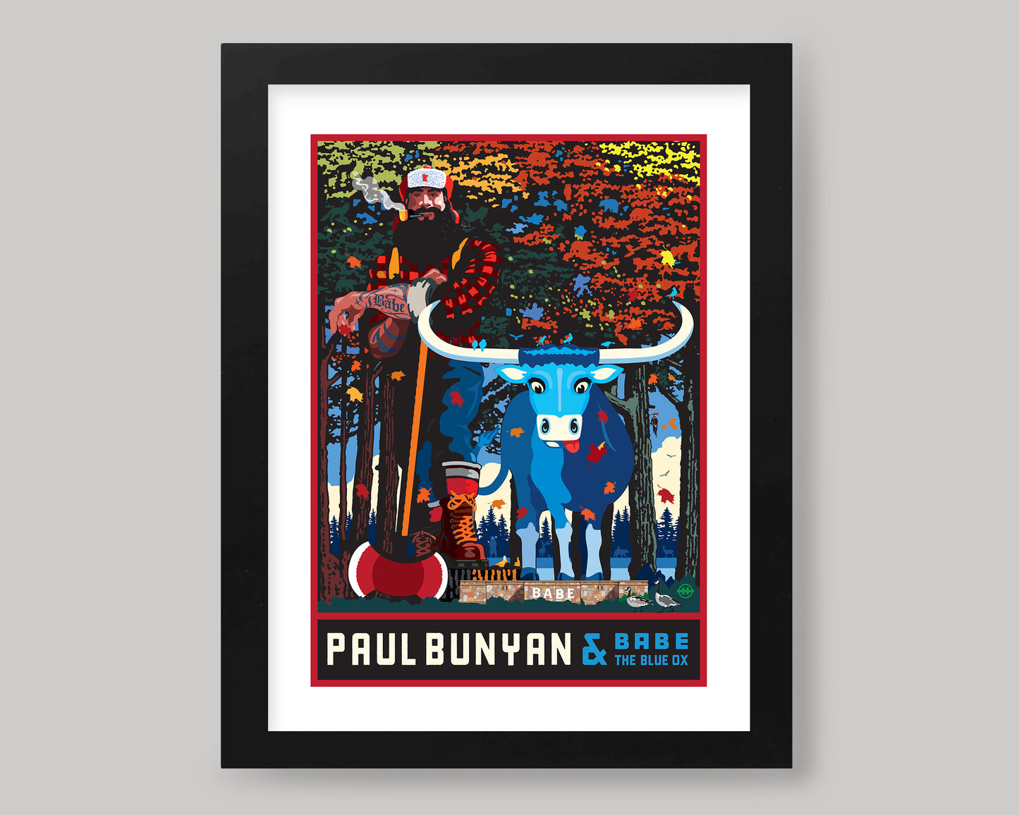 PAUL BUNYAN AND BABE IN THE FALL || MINNESOTA LANDMARK ART PRINT