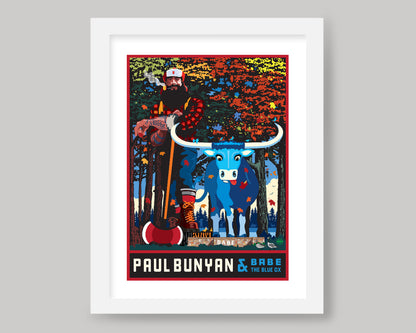 PAUL BUNYAN AND BABE IN THE FALL || MINNESOTA LANDMARK ART PRINT