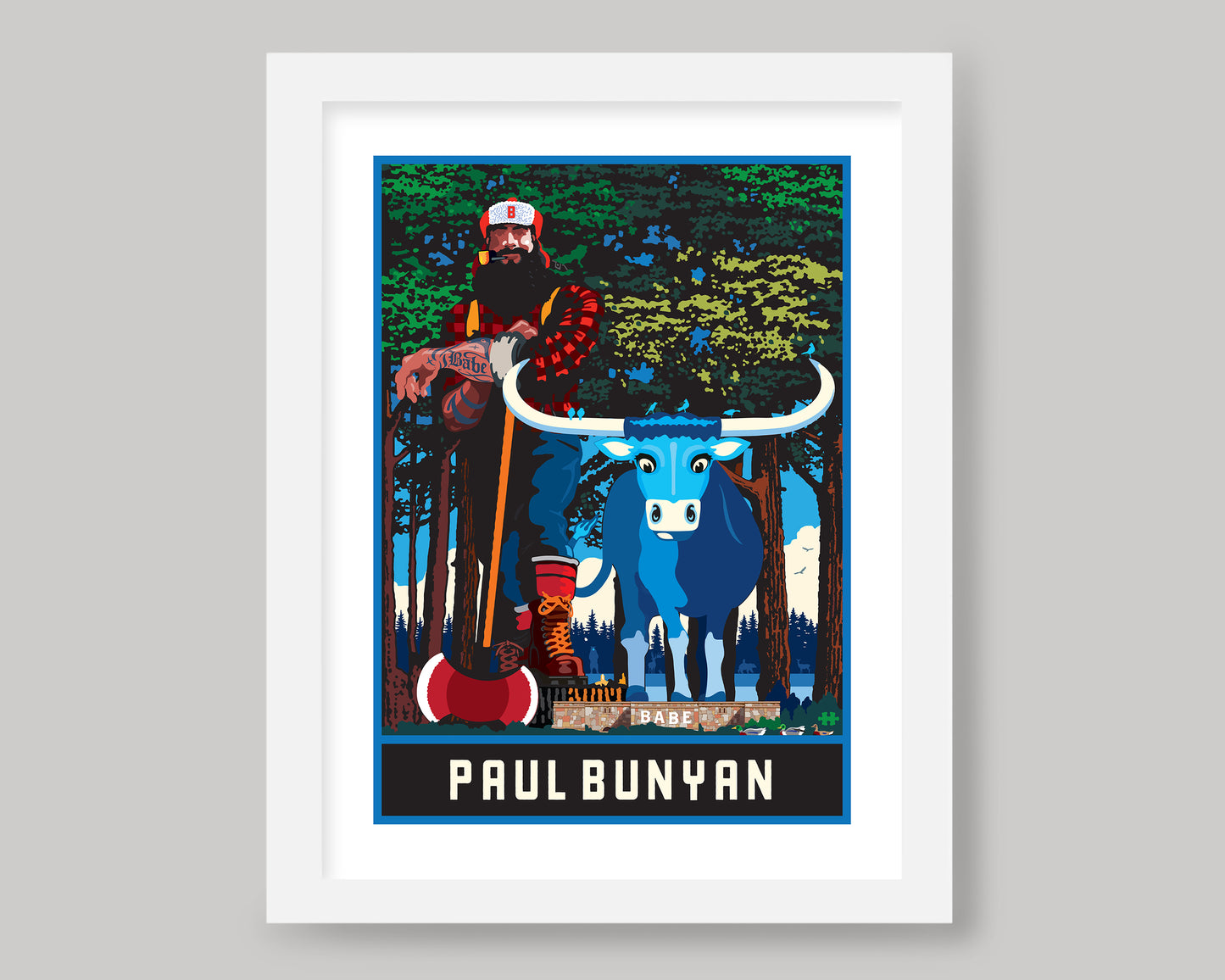 PAUL BUNYAN AND BABE || MINNESOTA LANDMARK ART PRINT