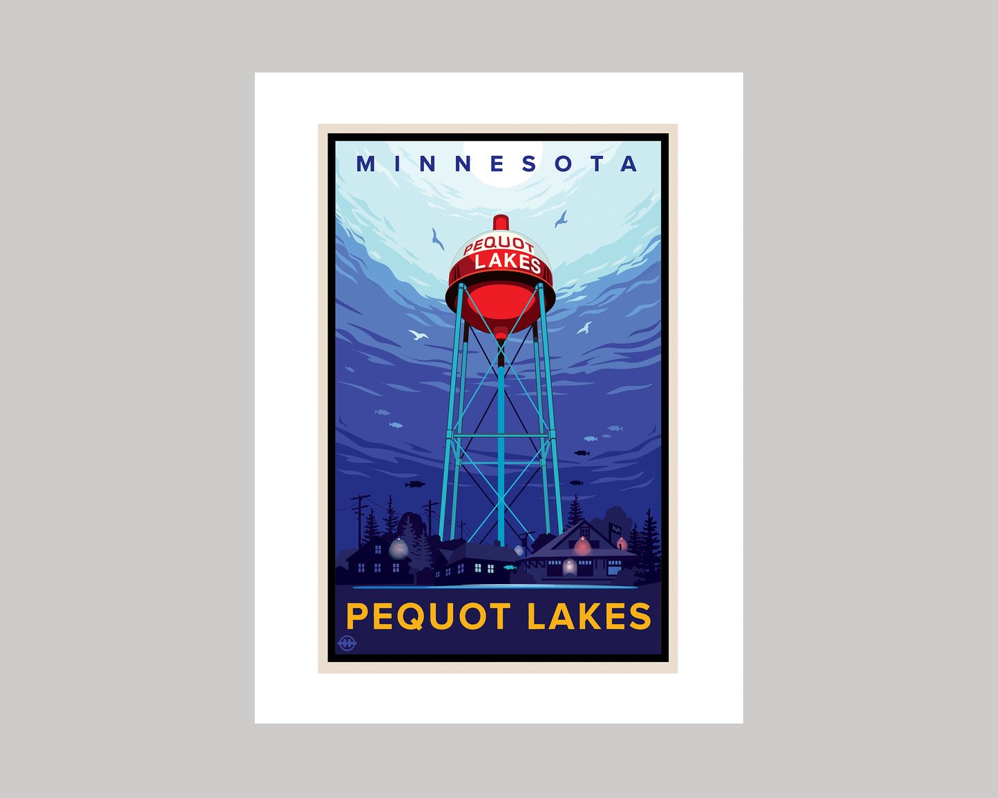 PEQUOT LAKES RED BOBBER WATER TOWER || MINNESOTA LANDMARK ART PRINT