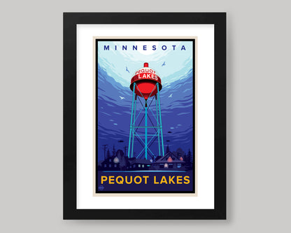 PEQUOT LAKES RED BOBBER WATER TOWER || MINNESOTA LANDMARK ART PRINT