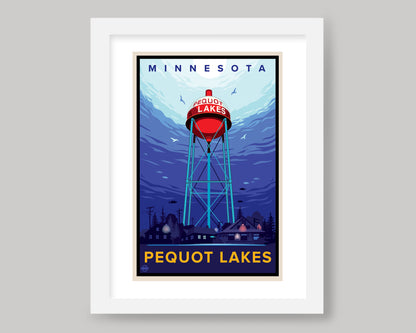 PEQUOT LAKES RED BOBBER WATER TOWER || MINNESOTA LANDMARK ART PRINT